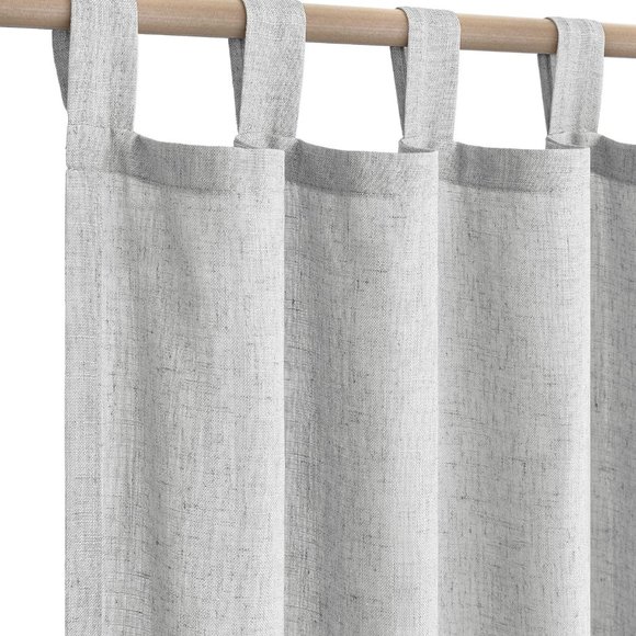 Grey Curtains 63 Inch Length for Bedroom 2 Panels Set Tab Top Canvas Cotton - Picture 1 of 7